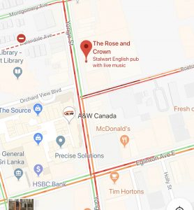 Google Map to Rose and Crown